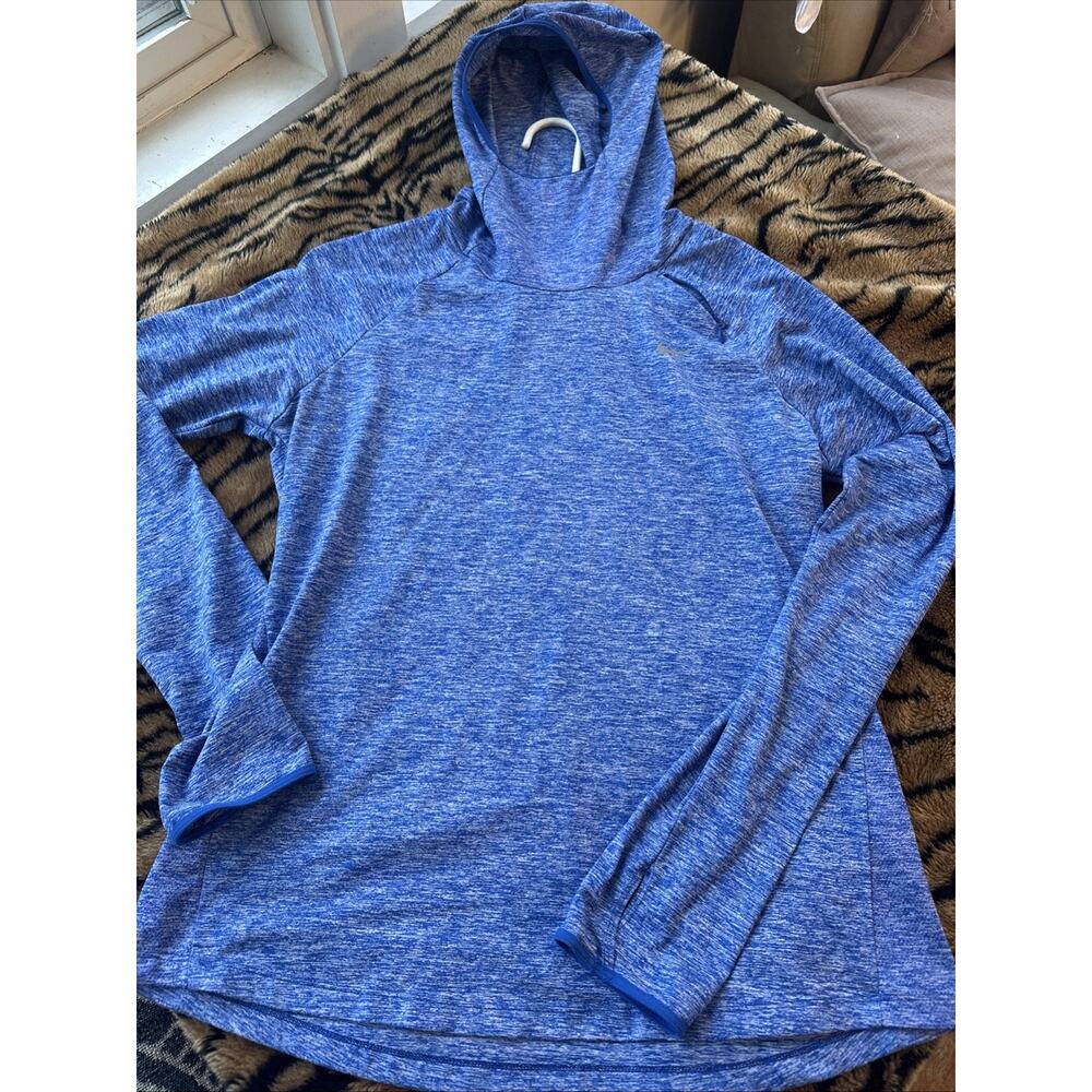 WOMENS Nike Hooded Sweatshirt Hoodie Lightweight Shirt Dri-fit Blue Large
